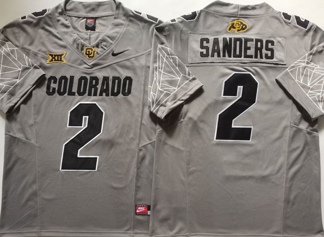Men Colorado Buffaloes #2 Sanders Grey 2025 Nike Limited NCAA Jersey style 1->more ncaa teams->NCAA Jersey